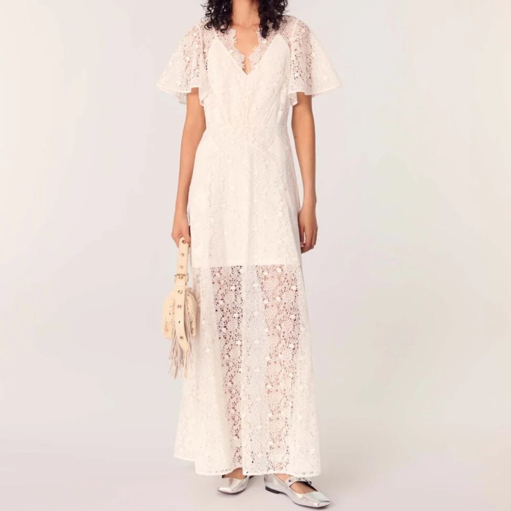 NWT Maje Floral Guipure Maxi Dress Size 42 (10)